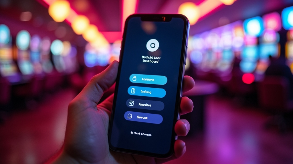 Handy mit schneller Anmeldung und App-Funktionen in Casino-Atmosphäre
