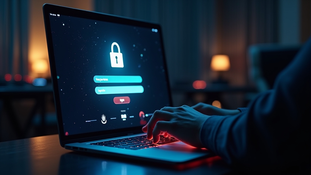 Dunkles Casino-Interface mit Login-Feld auf einem Laptop
